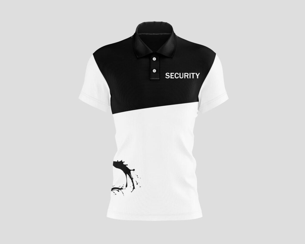 0161 Black and White Security Polo Shirt (Polyester) Security